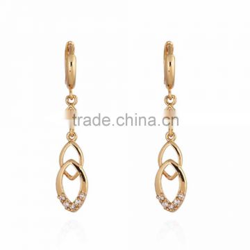 Fashion Jewelry Gold Plated Rhinestone Dangle Hoop Stud Earrings New Design