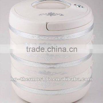 High grade insulated food warmer in round with spoon & fork