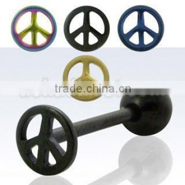 Anodized barbell with peace sign top