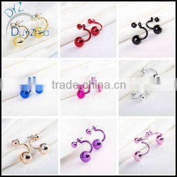 Trendy Cute Charm Double Pearl Ball Stud Earrings Accessories Jewelry