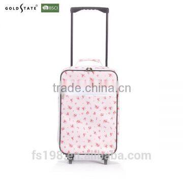 Customized women hign quality Lightweight fabric luggage with flower pattern printing