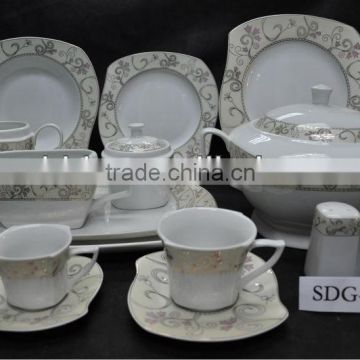 Egypt gold decal 121pcs S-shape dinner set fine porcelain dinnerware