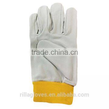 Drivers Pigskin First Layer Of Yellow Knit Work Gloves photo-3