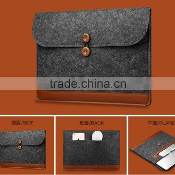 Polyester wholesale eco-friendly washable and button design felt material file pocket file bag Hand made felts double layer File