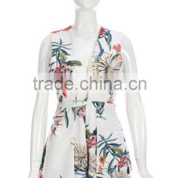 Factory price sleeveless and backless Printed wholesale playsuit