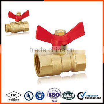 Female *Female brass ball valve with butterfly type handle 1/2"