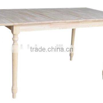 Antique style unfinished turned leg wood dining table middle with a butterfly extension