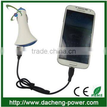 Fan shape dual port car usb charger for IPhone4 5 6 and Samsung