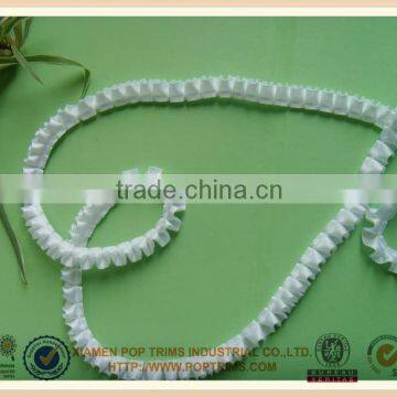 Fashion white cheap pleated satin ribbon