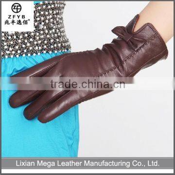 China wholesale custom fit ladies brown color leather gloves