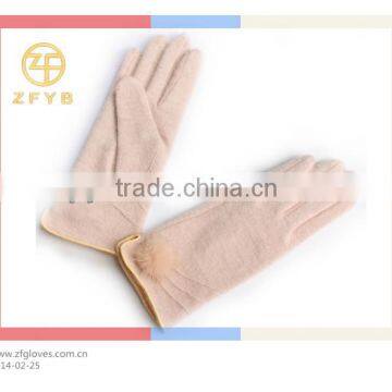 color sheep wool gloves with plush ball