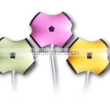 funny 4-port usb 2.0 hub with flower on the center