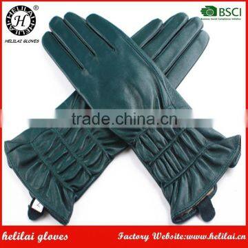 Best Sell Helilai Factory Winter Lined Ladies Leather Gloves with Elastic Cuff