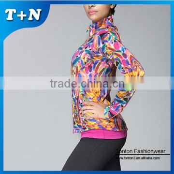 Durable woman cheap sublimation yoga sportswear zipper jacket casual