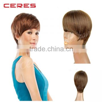 Wigs Women Party Sexy Short Straight Brown Mixed Synthetic Hair Full Wig