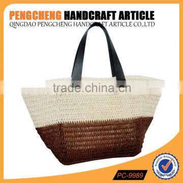 Paper straw material and women beach tote bag style crochet bag