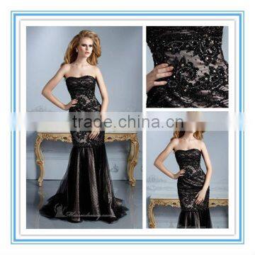 Fashion Black Lace Mermaid Beads Elegant Designer Evening Dresses(EVFA-1120)