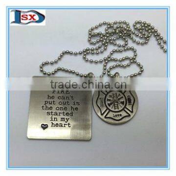 Personalized Zinc Alloy Dog Tag/die Casting Metal Dog Tag for Firemen/Antique Nickel Plated Dog Tags Set