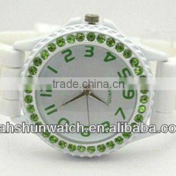 Trend design lady's fake diamond watch in dongguan