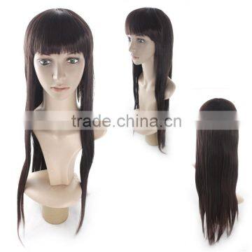 80CM Women's Long Straight Wig wtih Full Bangs African American Wig accept paypal