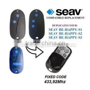For SEAV BE-HAPPY-S1/S2/S3 universal remote control replacement fixed code 433,92mhz