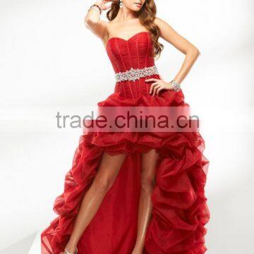 (MY1603) MARRY YOU Elgant Evening Off-shoulder Corset Wine Red Short Front Long Back Prom Dress