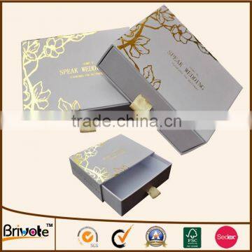 2015 custom gold silver foil logo slide open drawer paper box                        
                                                Quality Choice