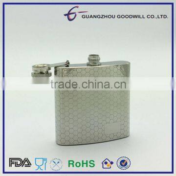 6oz Stainless Steel Hip Flask With Honeycombing Embossing photo-3