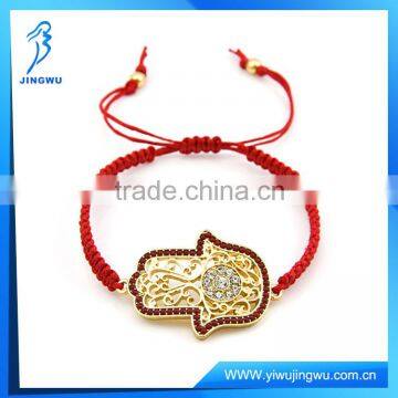 2014 New Jewelry Red Rope Gold Rose Handmade Bracelet