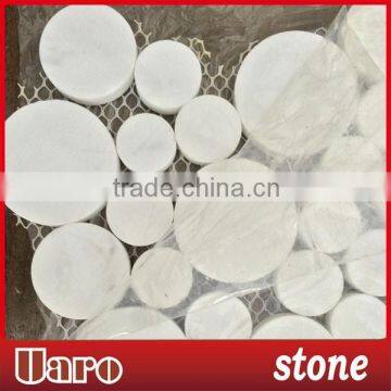 White Stone Round Pebble Tile Egyptian Mosaic