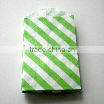 Kelly green Bitty Bags Kraft Small Flat Diagonal Stripe Paper Bag