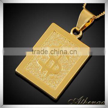 High Quality Square Shape Dollar Coin Pendant 18k Gold Brass Jewelry Wholesale photo-2