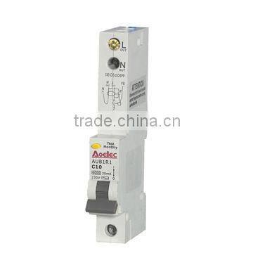 AUB1R with Semko certificate 6kA single pole RCBO