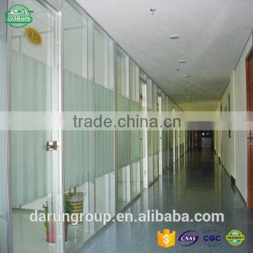 Double Toughened Glass Partition Wall With Vertical Frosted Strip