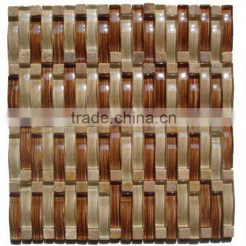 Handpainted arched glass and stone mosaic wall tiles