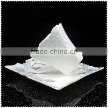 Luxury Ceramic Square Cup With Flower Emboss photo-2
