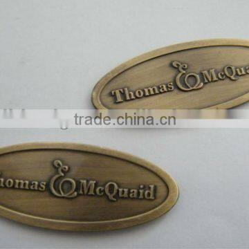 old effect brass name badge