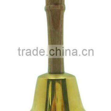 brass table bells ,80mm diameter with wooden handle