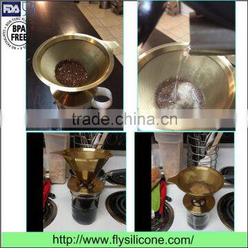 Reusable Eco-friendly Cone Shaped Stainless Steel Coated Gold Coffee Filter/dripper photo-6