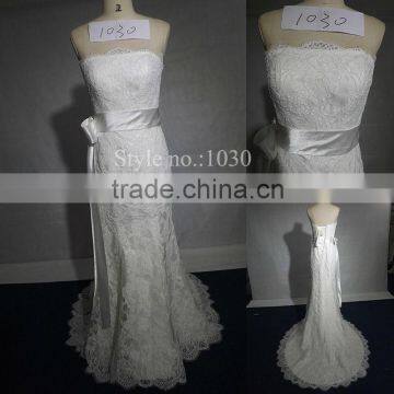 Beautiful french lace with crystals belt alibaba china wedding dress