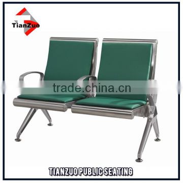 2 seats cushioned 304 stainless steel terminal waiting chair