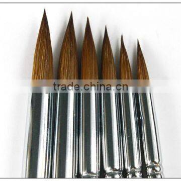 Transon 168 six pieces a setred handle point head weasel hair artistpaint brushes wholesale