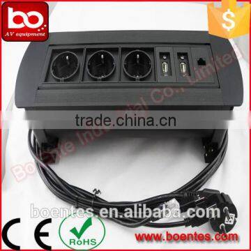 CE Approved Manual Type Rotating Desktop Socket with German Power Plug