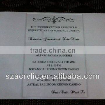 Wholesale Top-Quality Glass Invitation Card