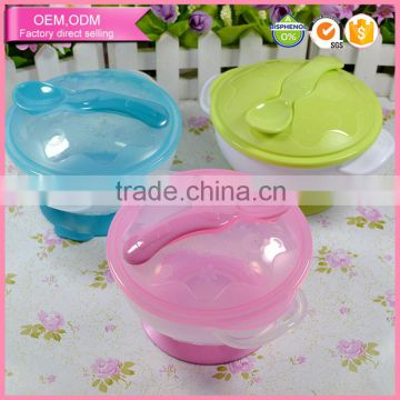 Stay put children food feeder sets suction plastic baby feeding bowl with spoon