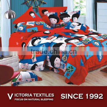 reactive printed bed set queen adult cartoon bedding sheet set