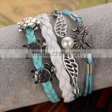 Heart Shape Alloy With Selveral Rope Weave Woven Bracelet photo-5