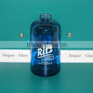 blue men glass perfume bottle with pump spray finish