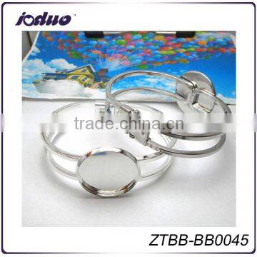 Imitation Rhodium/Silver Plated Cuff Bracelet Base Bezel