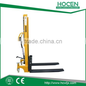 1000kg, lifting height 1600mm manual hydraulic hand stacker forklift